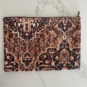 Madewell Large Paisley Print Zip Pouch in Gentle Blush Pink Mauve Multicolor